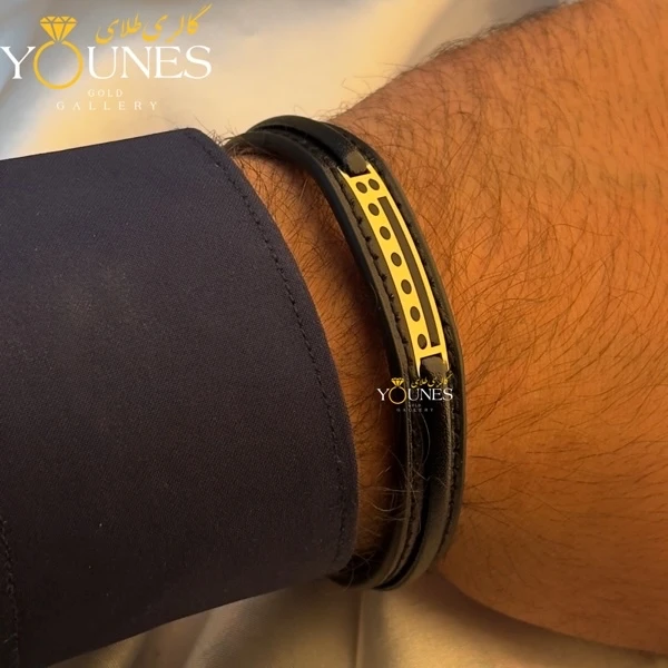 دستبند طلا چرم مردانه L180